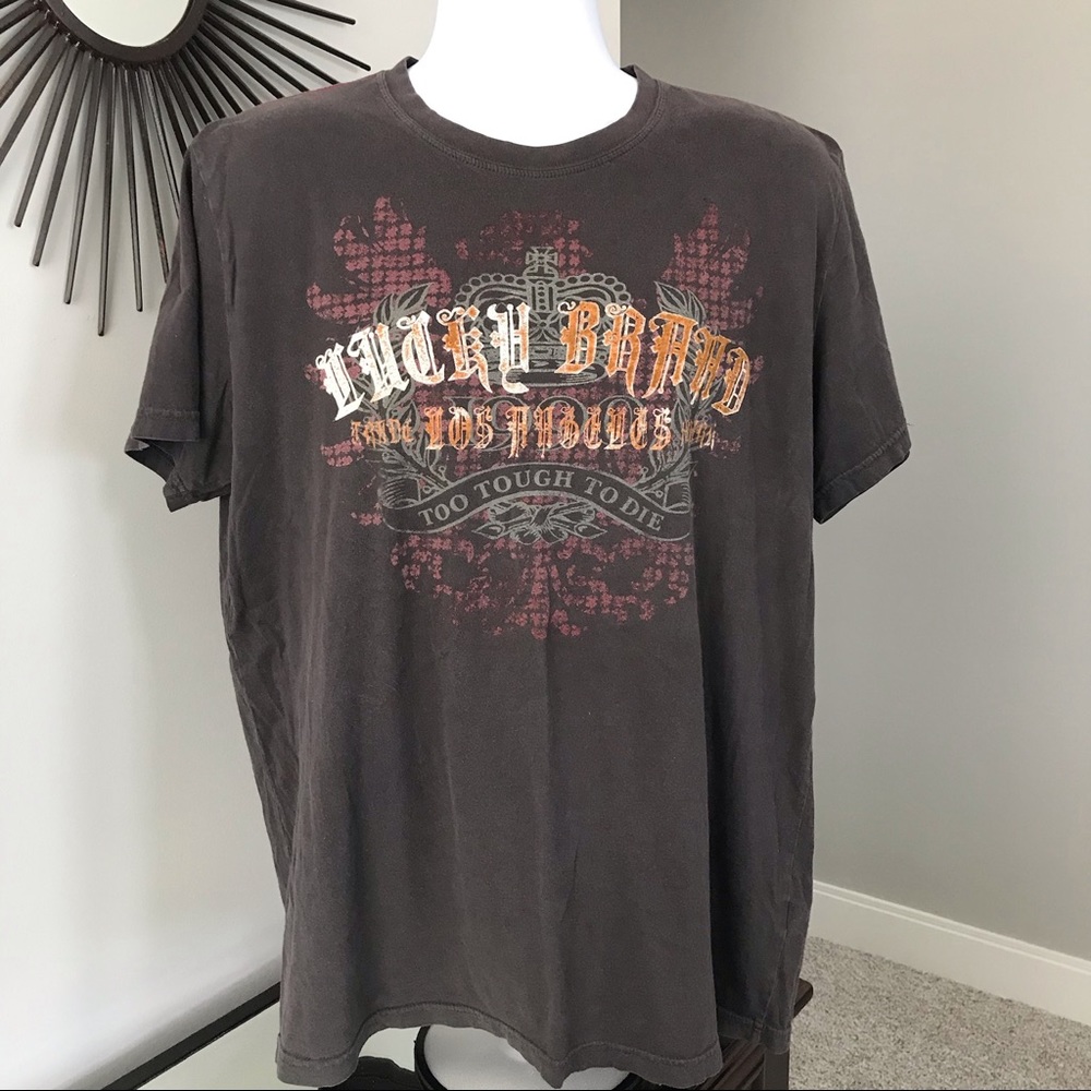 Lucky Brand Graphics Gray Men's T-Shirt Size Large
